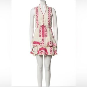 HEMANT & NANDITA Cream Dress with Pink Embroidered Pattern